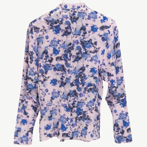 Isabel Marant Fidaje Blue Floral-Print Silk Crepe De Chine Gathered Blouse - Picture 3 of 10